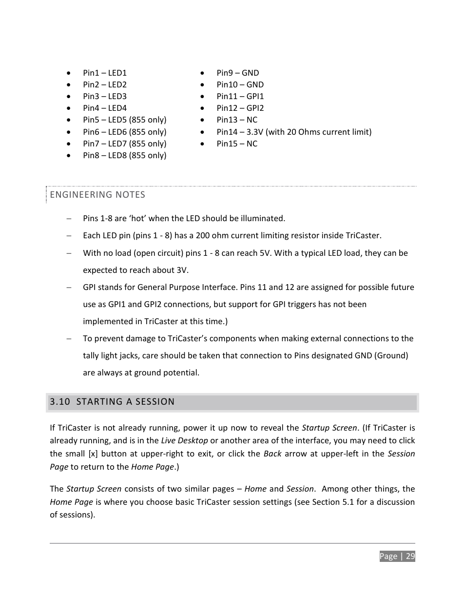 Starting a session | NewTek TriCaster 855 User Manual | Page 45 / 368