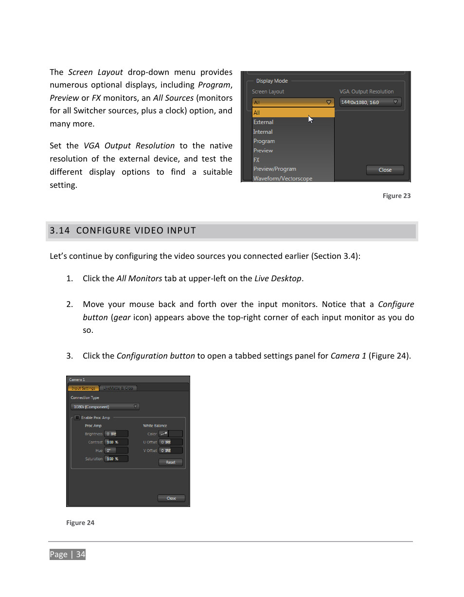 Configure video input | NewTek TriCaster 855 User Manual | Page 50 / 368