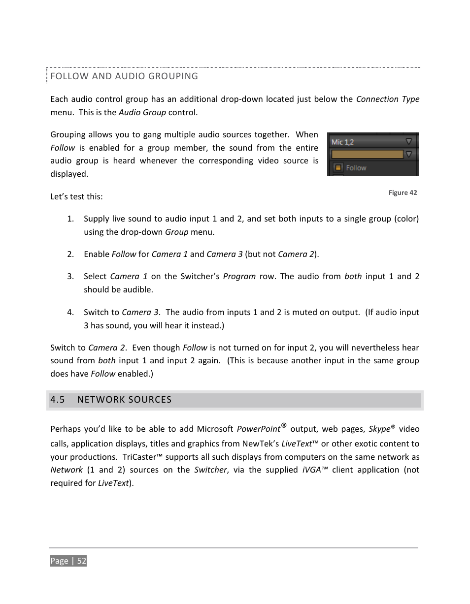 Network sources | NewTek TriCaster 855 User Manual | Page 68 / 368