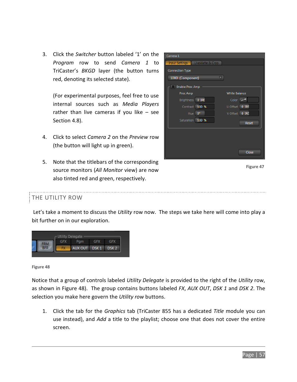 The utility row) | NewTek TriCaster 855 User Manual | Page 73 / 368