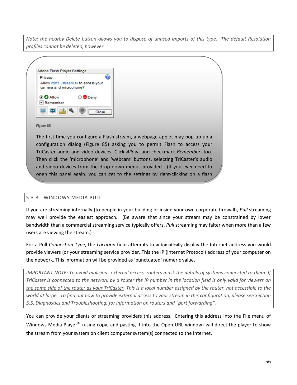 3 windows media pull, Windows media pull | NewTek TriCaster 40 User Manual | Page 58 / 80