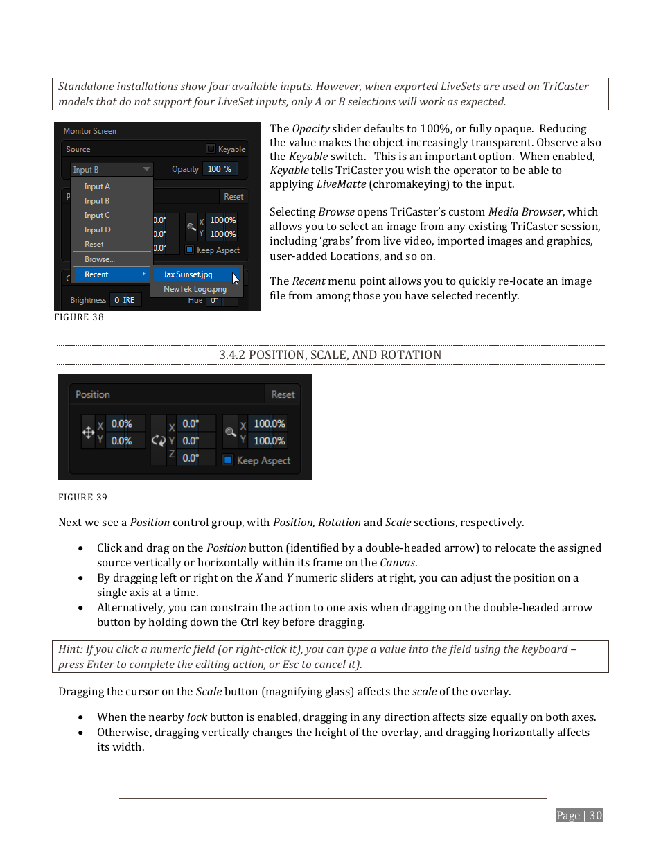 Osition, Cale, Otation | NewTek Virtual Set Editor User Manual | Page 32 / 54