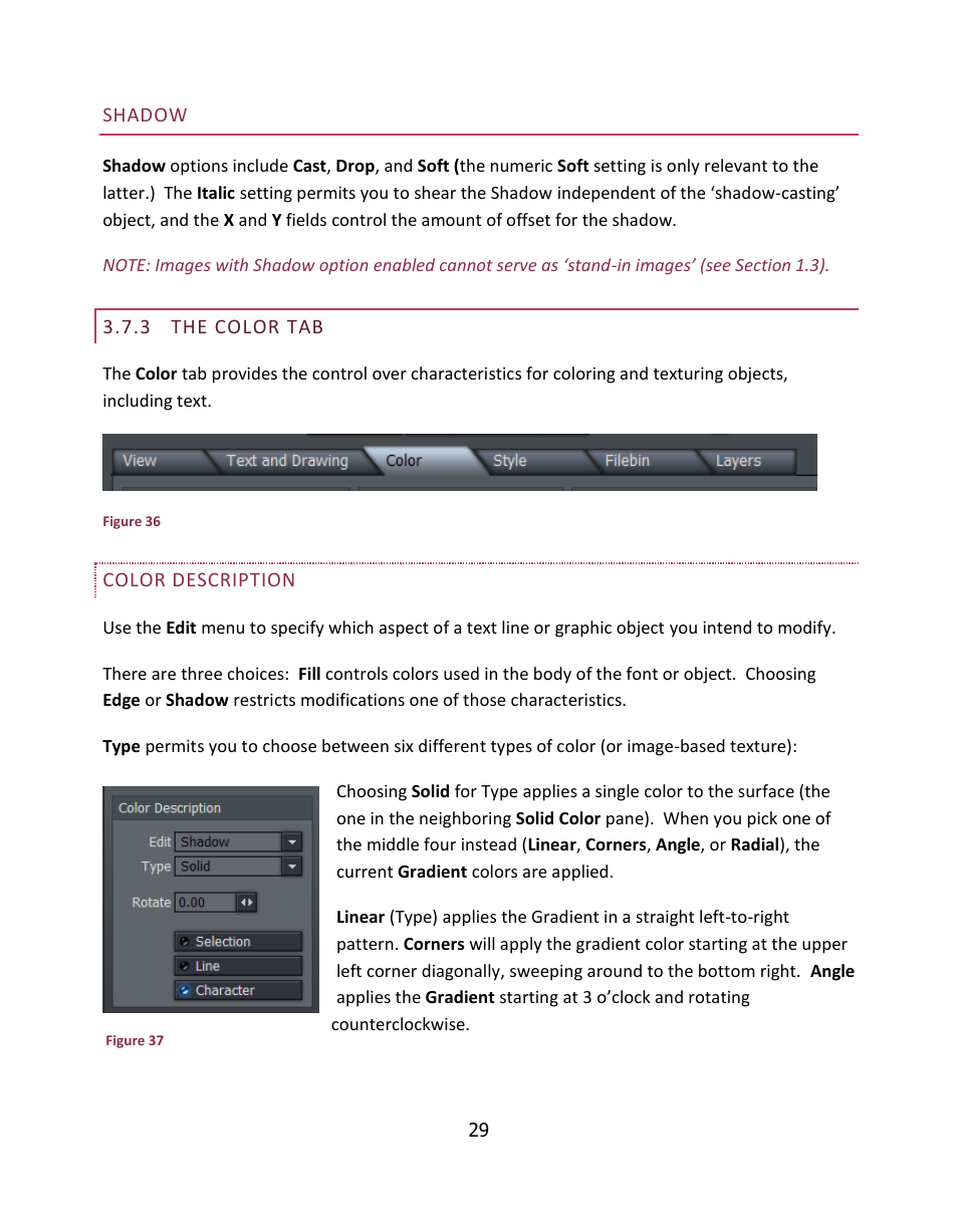 The color tab | NewTek LiveText User Manual | Page 36 / 101