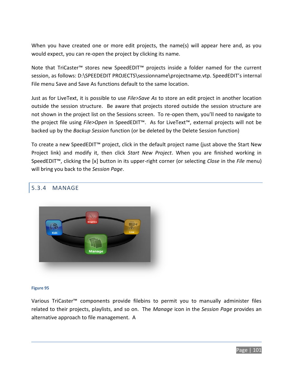 4 manage, Manage | NewTek TriCaster 300 User Manual | Page 117 / 328