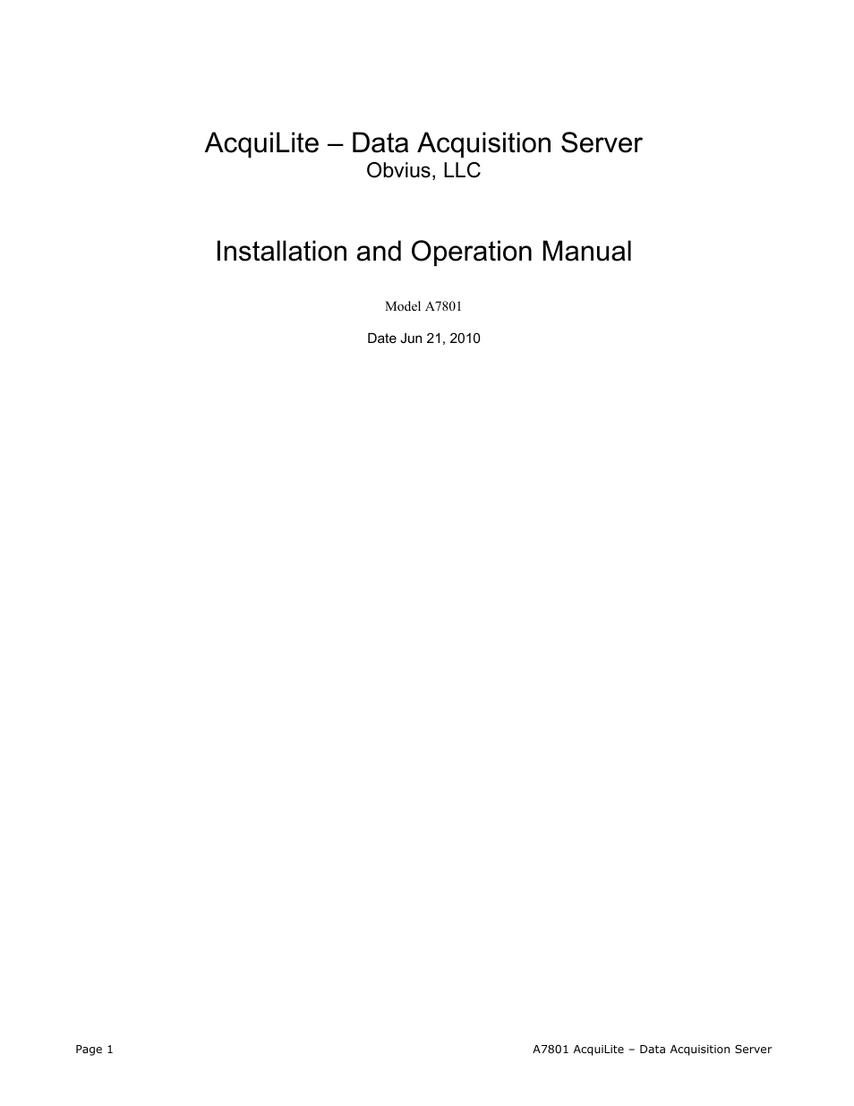 Obvius A7801 User Manual | 27 pages