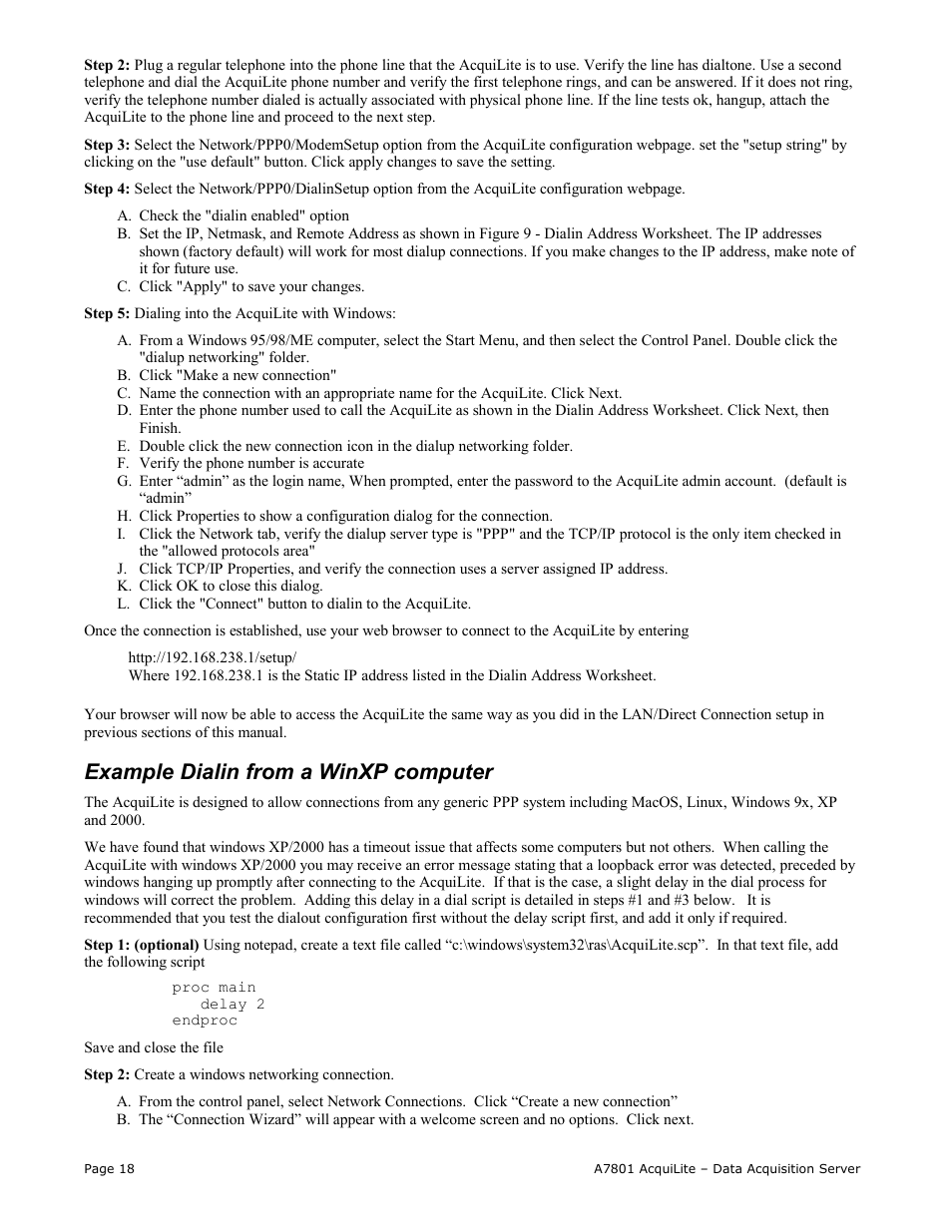 Example dialin from a winxp computer | Obvius A7801 User Manual | Page 18 / 27