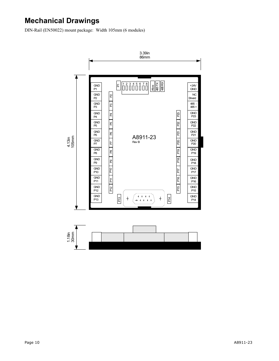 Mechanical drawings | Obvius A8911-23 User Manual | Page 10 / 10