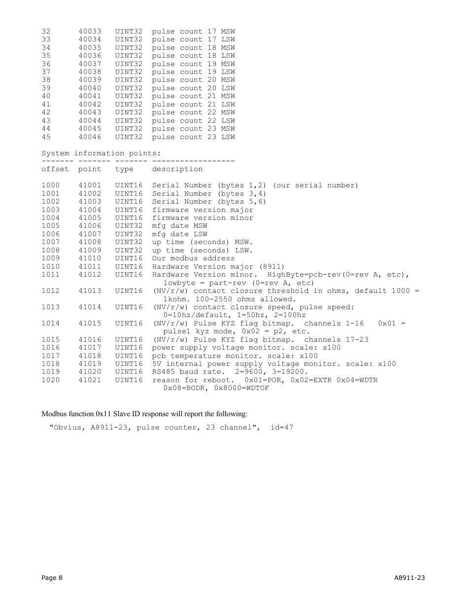 Obvius A8911-23 User Manual | Page 8 / 10