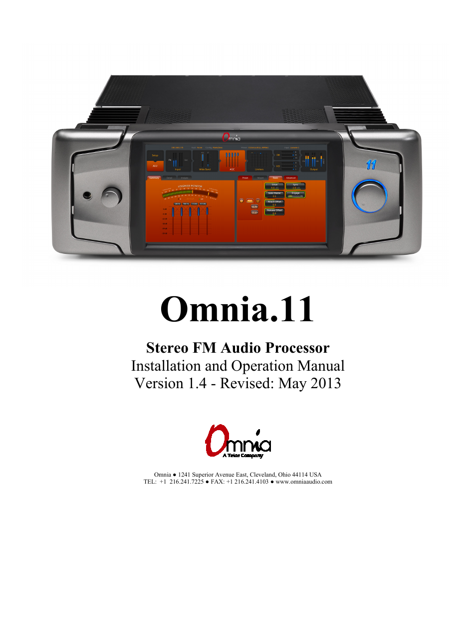 Omnia Audio Omnia.11 User Manual | 102 pages