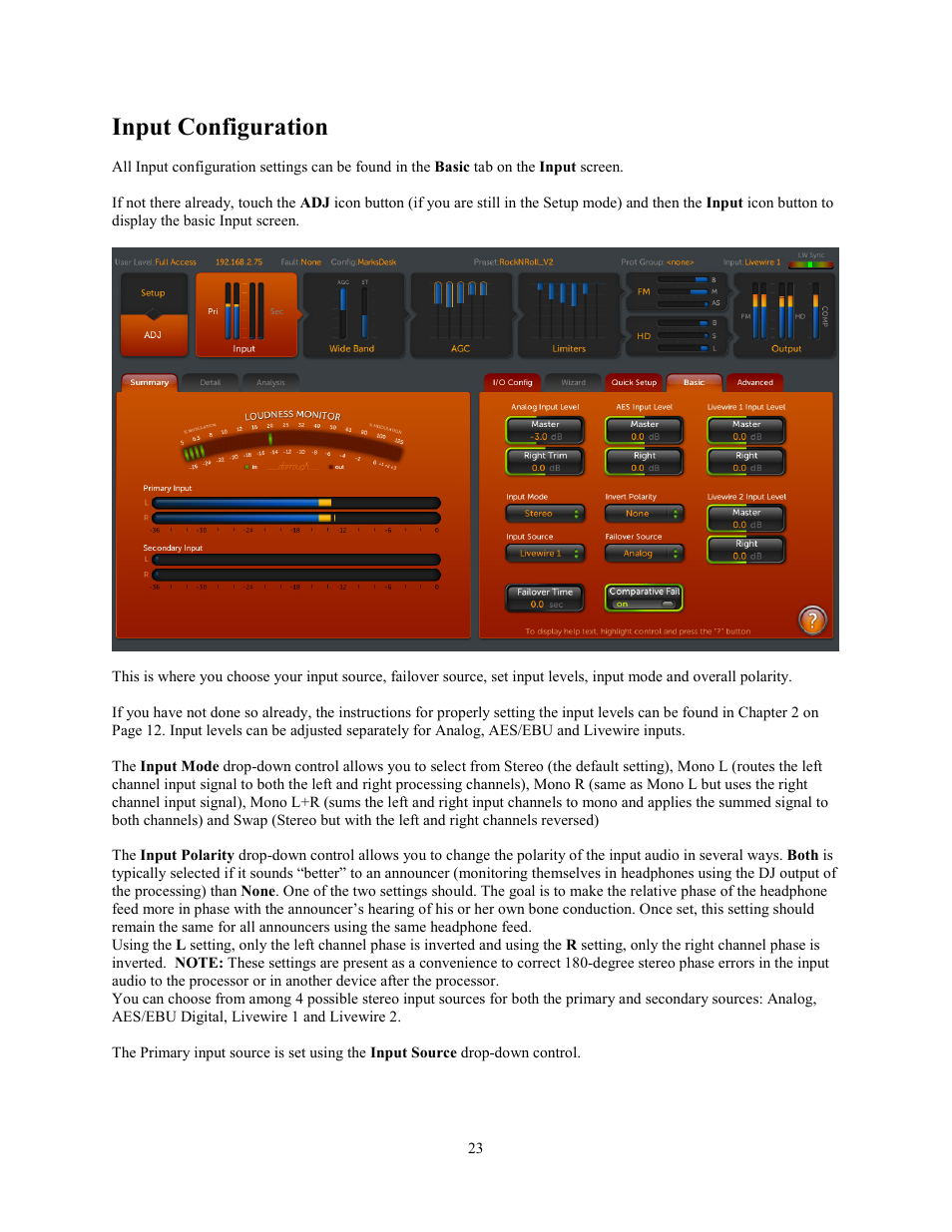 Input configuration | Omnia Audio Omnia.11 User Manual | Page 39 / 102