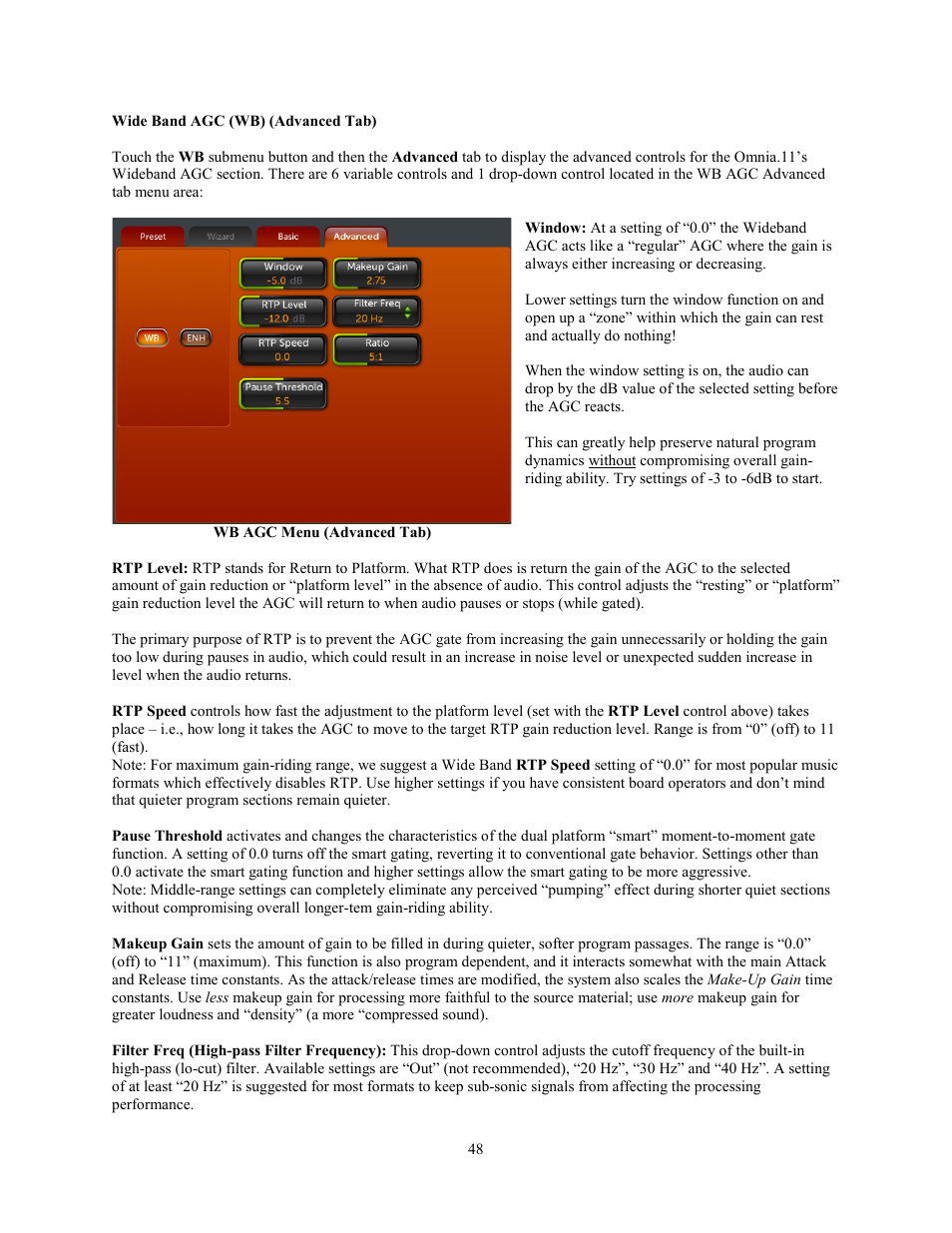 Wide band agc (wb) (advanced tab) | Omnia Audio Omnia.11 User Manual | Page 64 / 102