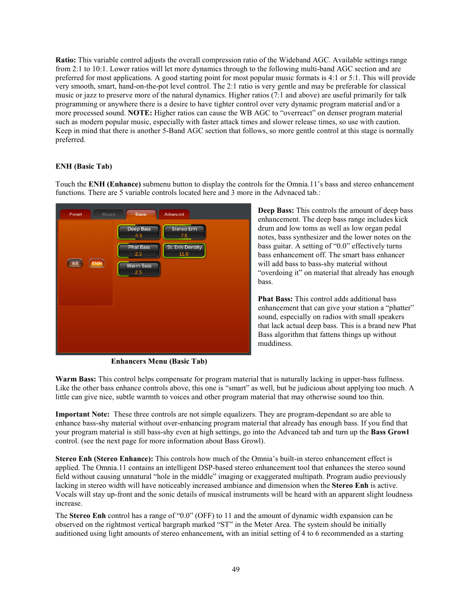 Enh (basic tab) | Omnia Audio Omnia.11 User Manual | Page 65 / 102