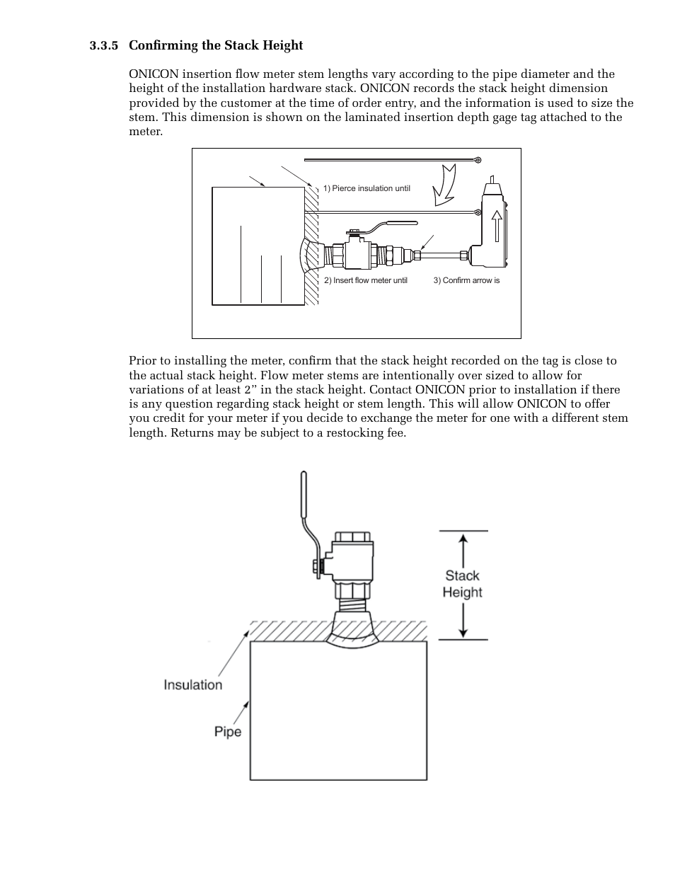5 confirming the stack height | ONICON F-1100 Series User Manual | Page 15 / 53