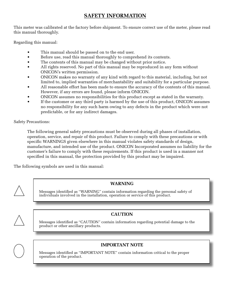 ONICON F-1100 Series User Manual | Page 2 / 53