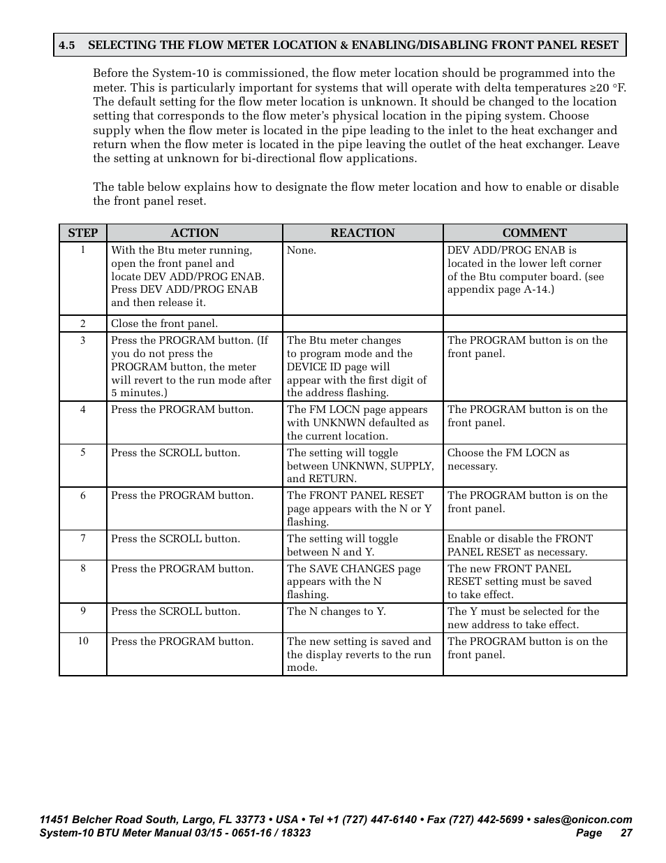ONICON System-10 BTU User Manual | Page 27 / 57