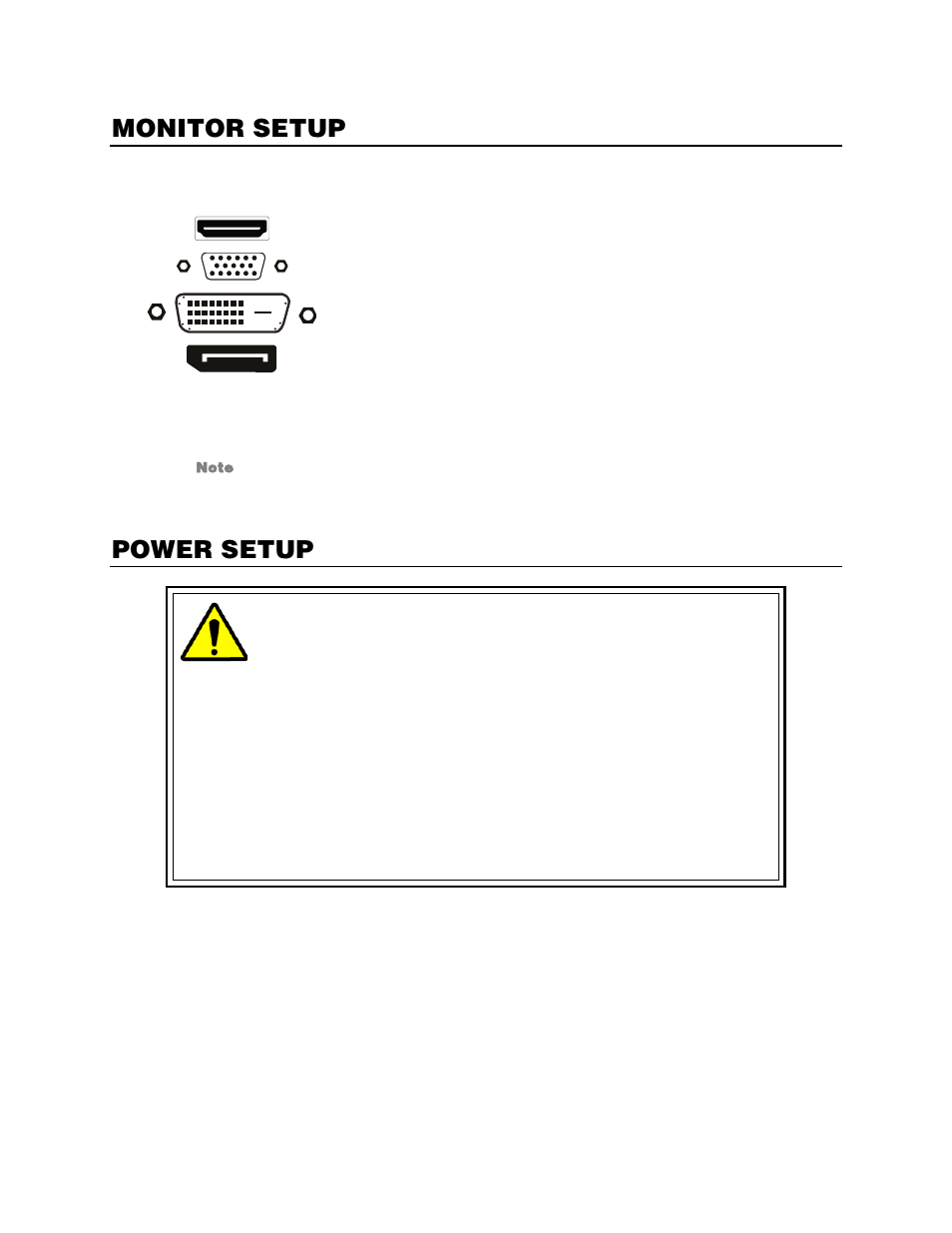 Monitor setup, Power setup | OpenEye Gen6 N-Series Hardware Manual User Manual | Page 18 / 23
