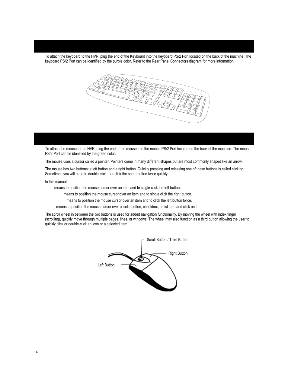 Keyboard setup, Mouse setup | OpenEye OE4 User Manual | Page 26 / 42