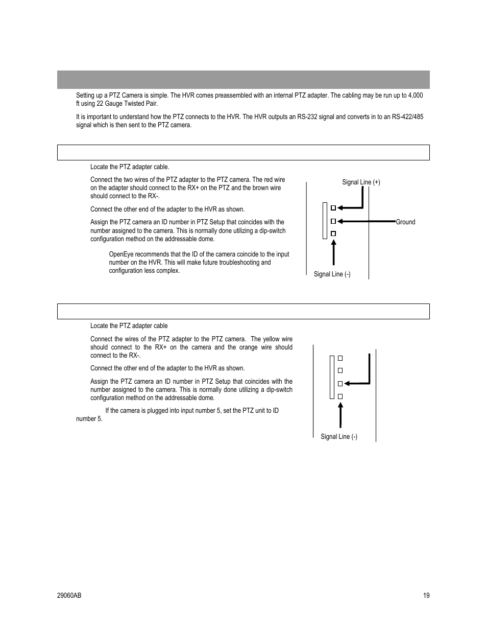 Connecting a ptz camera, Attaching the 3-pin adapter | OpenEye OE4 User Manual | Page 31 / 42