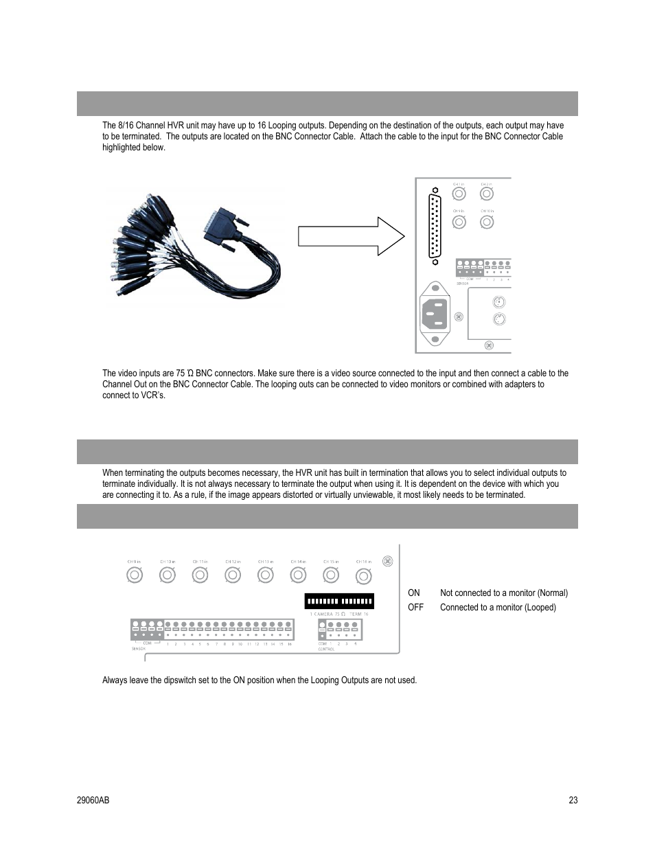 Looping outputs, Looping output termination, 8/16 channel | OpenEye OE4 User Manual | Page 35 / 42