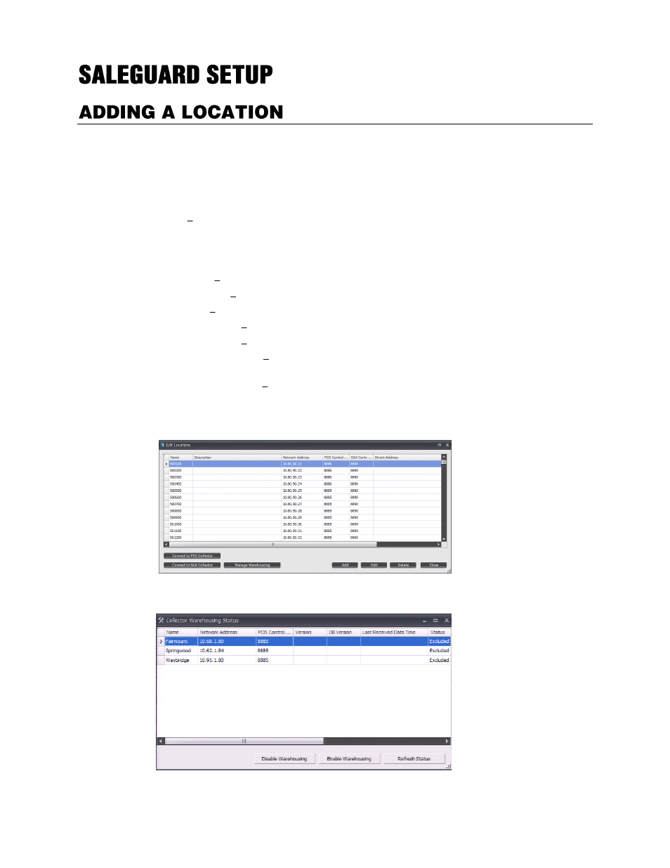 Saleguard setup, Adding a location | OpenEye SaleGuard User Manual | Page 14 / 62