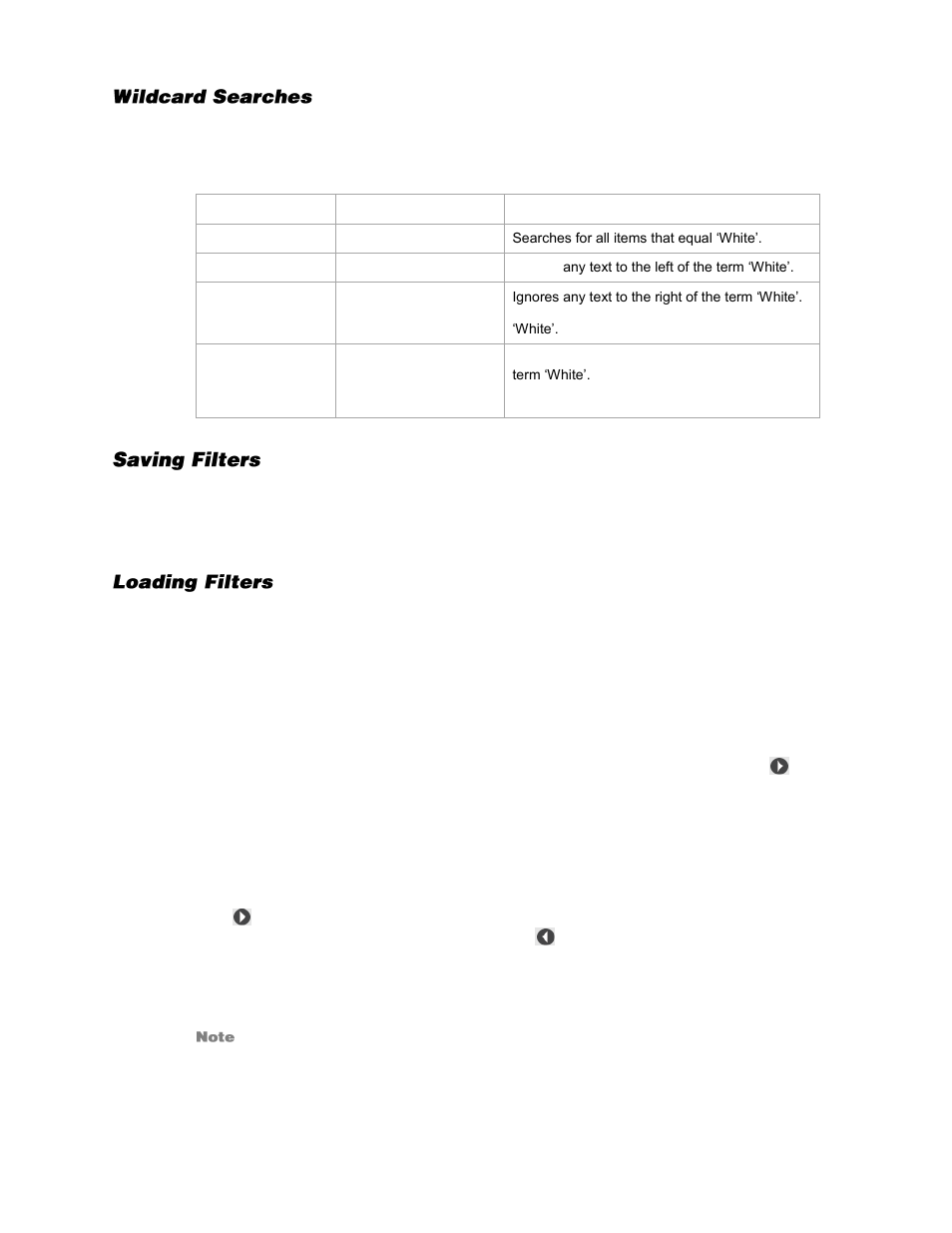 Wildcard searches, Saving filters, Loading filters | Viewing search results | OpenEye SaleGuard User Manual | Page 40 / 62