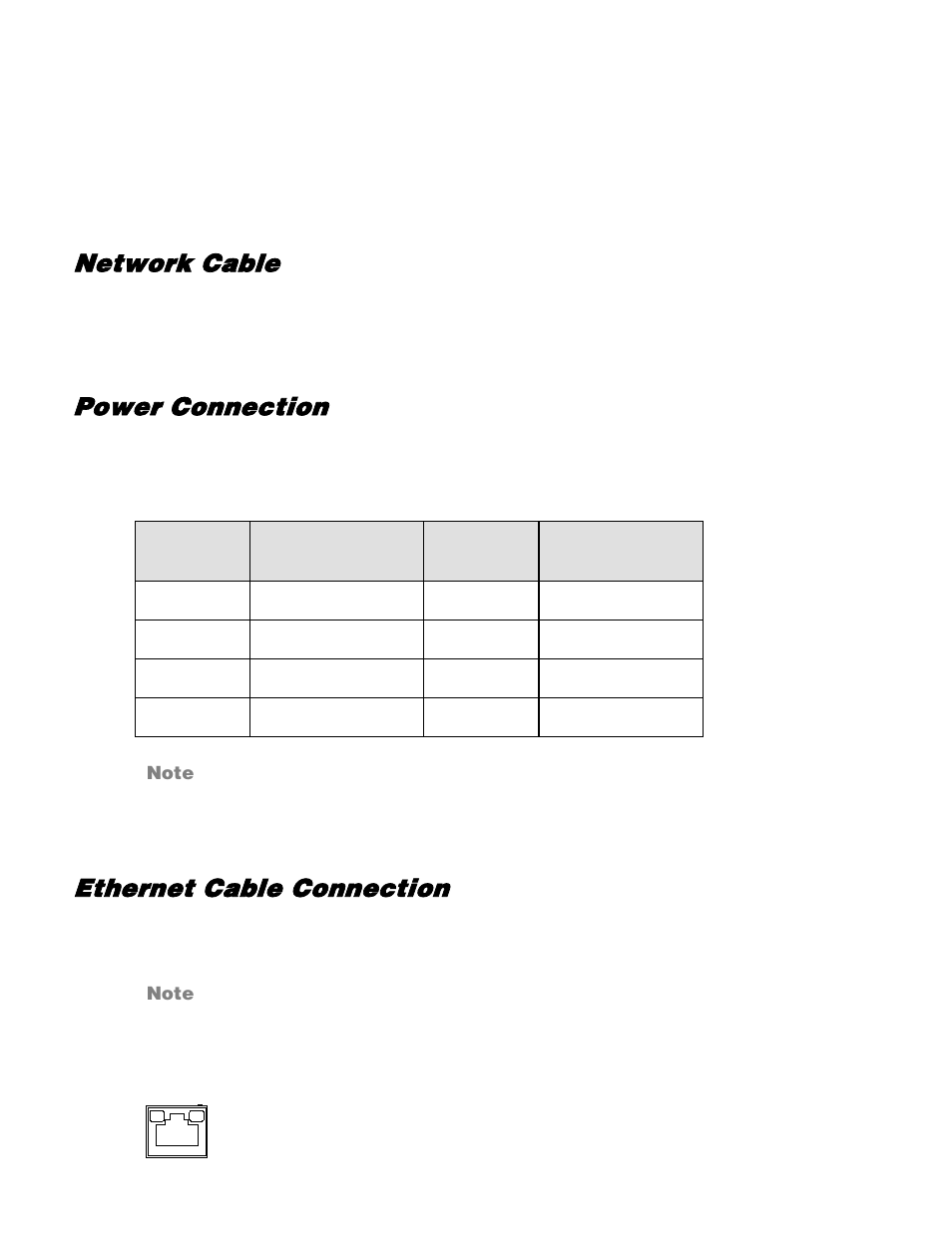 Video server cable definition and requirements, Network cable, Power connection | Ethernet cable connection | OpenEye VS201 User Manual | Page 16 / 59