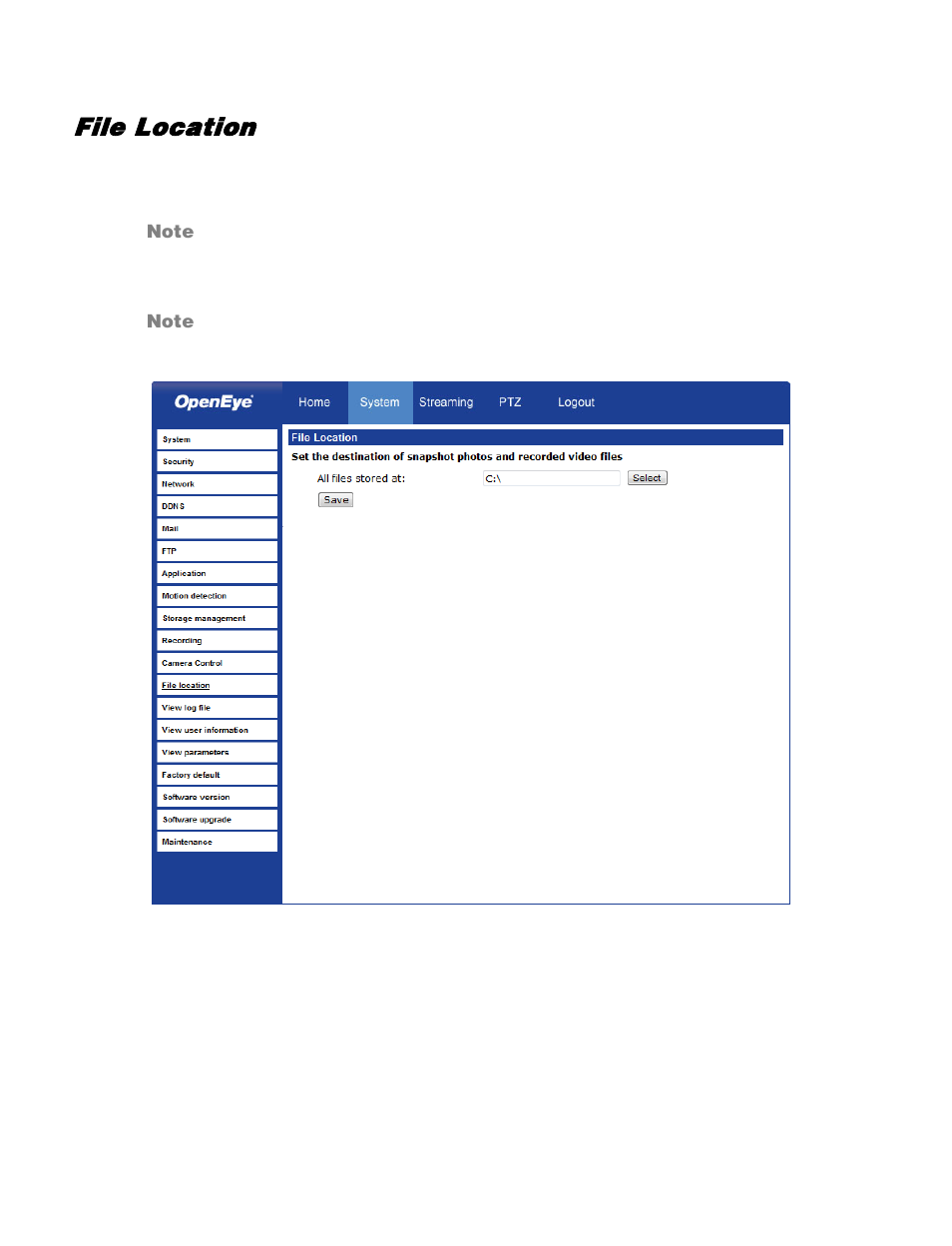File location | OpenEye VS201 User Manual | Page 41 / 59