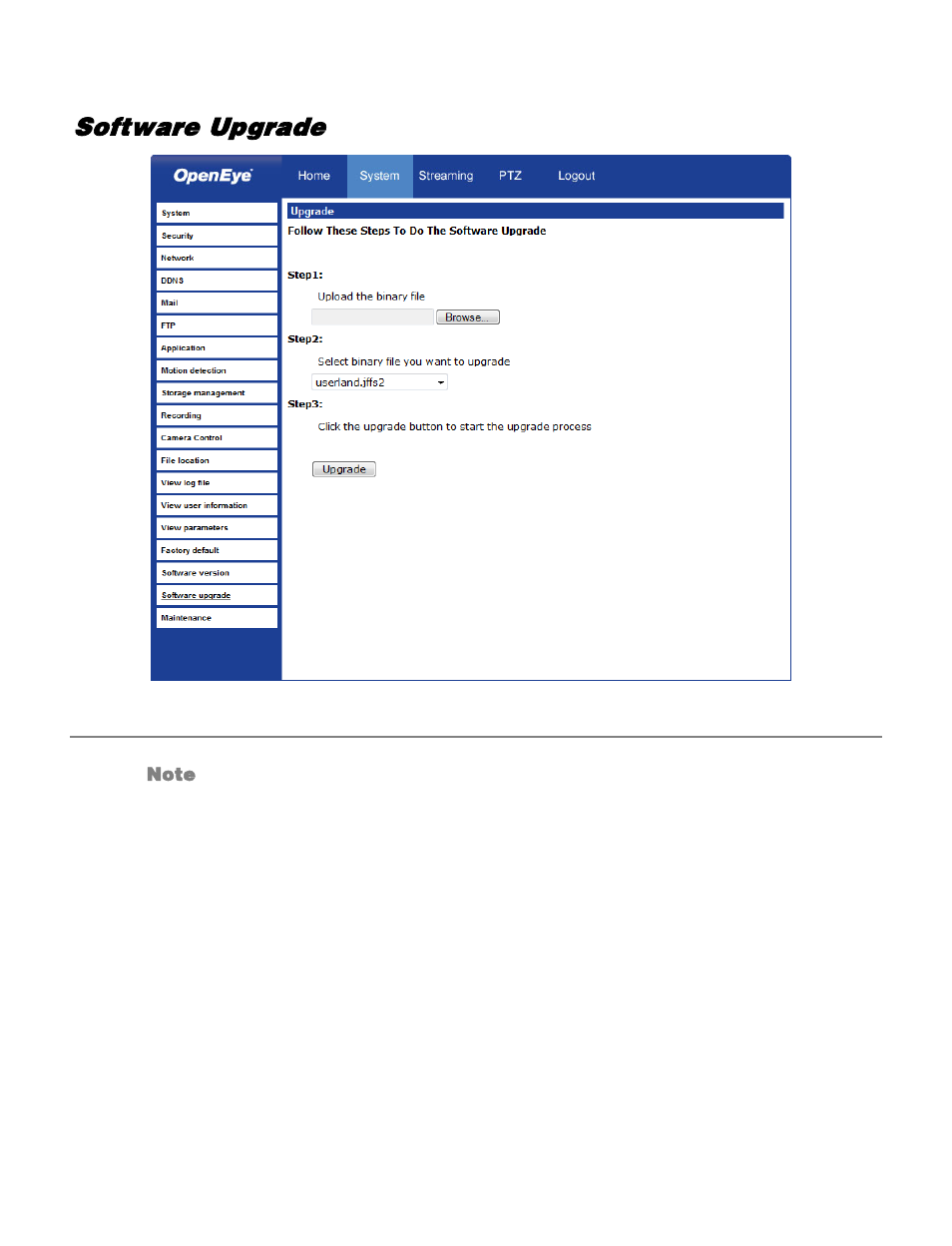 Software upgrade, Upgrading the video server viewer software | OpenEye VS201 User Manual | Page 47 / 59