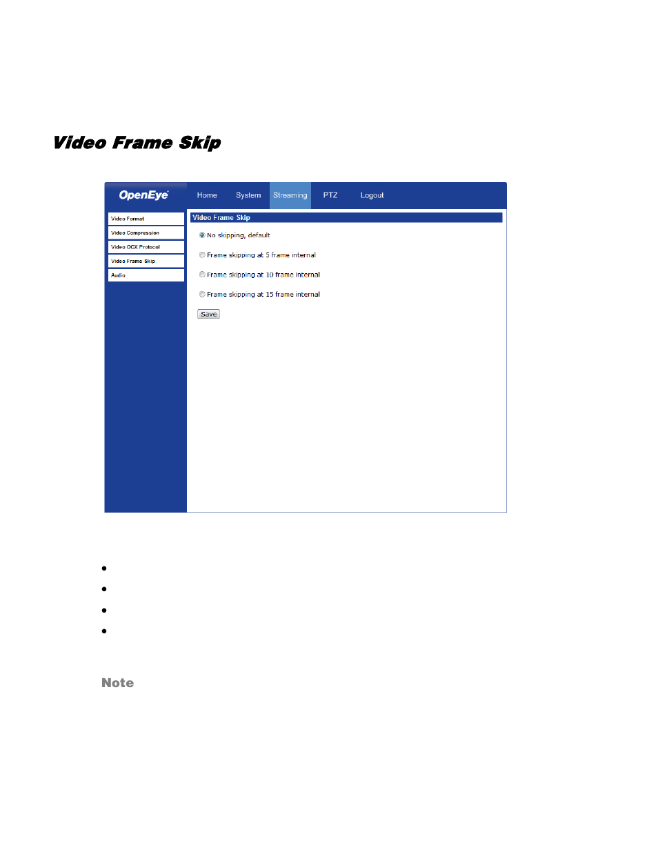 Video frame skip | OpenEye VS201 User Manual | Page 53 / 59