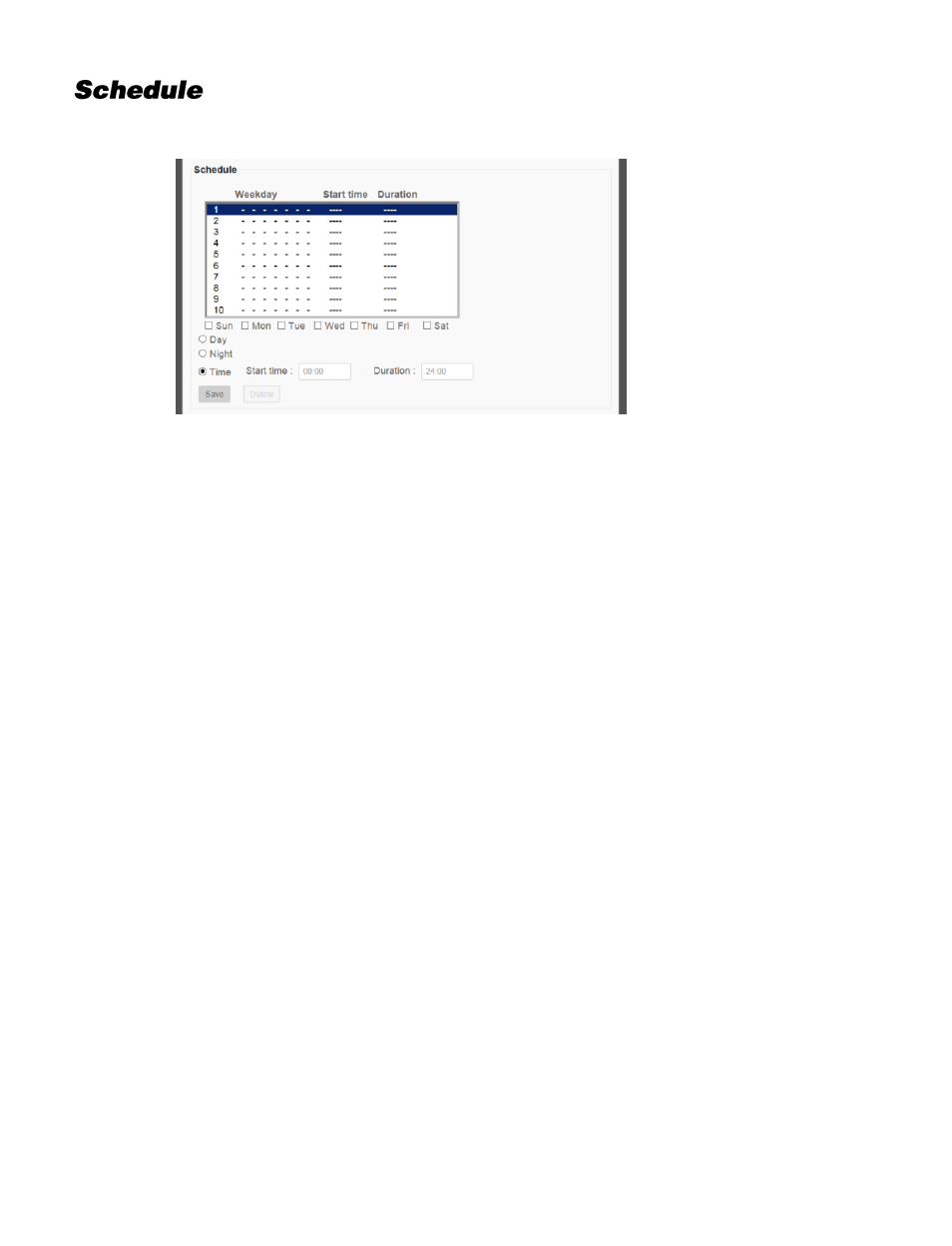 Schedule | OpenEye OE-C7163 User Manual | Page 49 / 58
