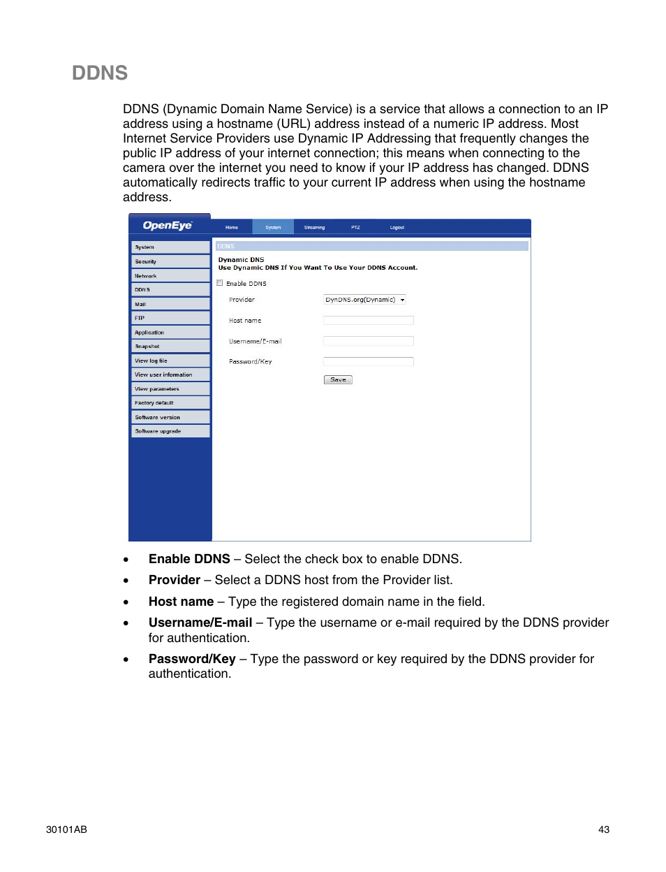 Ddns | OpenEye CM-814 User Manual | Page 43 / 81