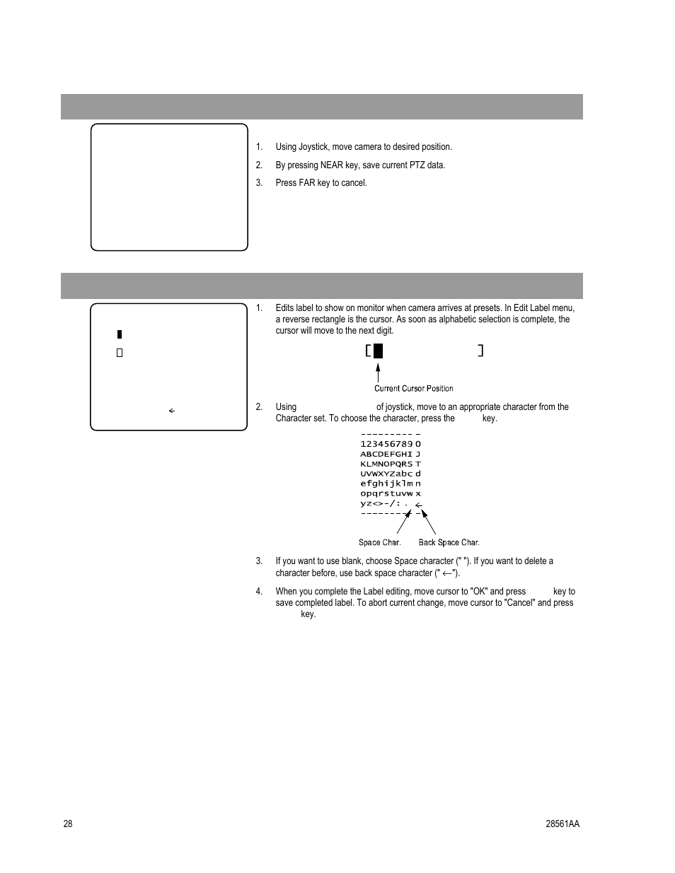 Edit preset scene, Edit preset label | OpenEye CM-410 User Manual | Page 38 / 50