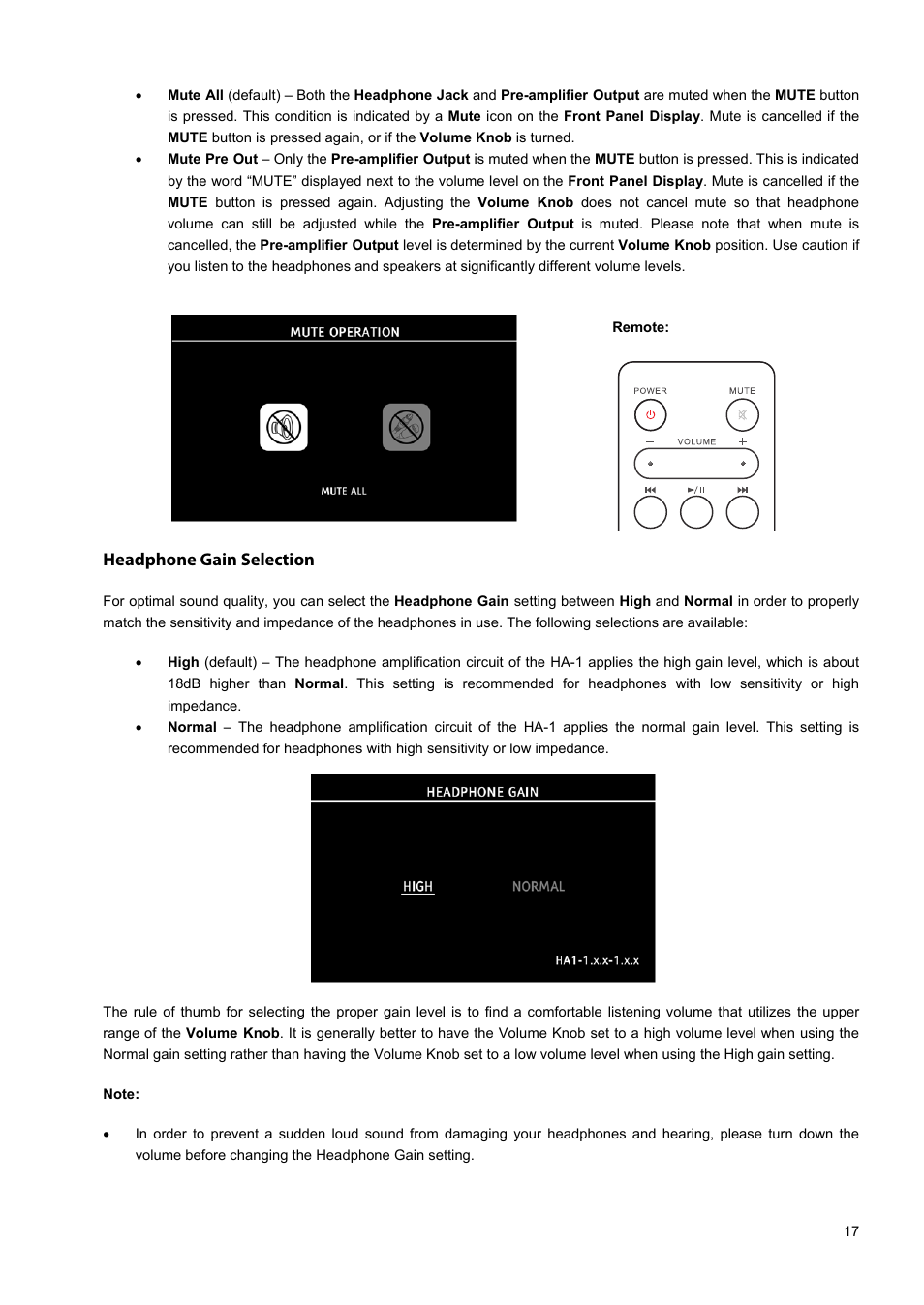 Headphone gain selection | Oppo HA-1 User Manual | Page 21 / 29