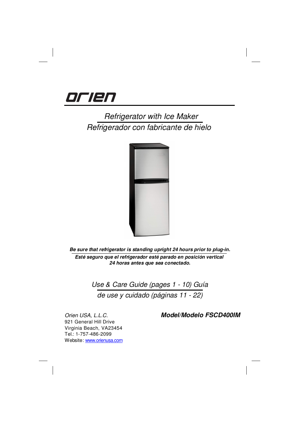 Orien FSCD-400IM User Manual | 24 pages