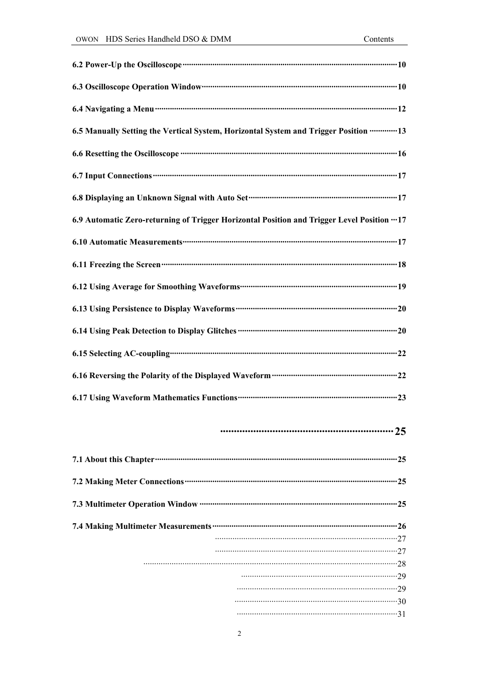 OWON HDS Series User Manual | Page 5 / 72