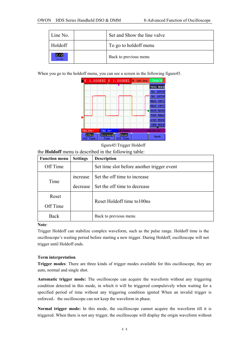 Description | OWON HDS Series User Manual | Page 52 / 72