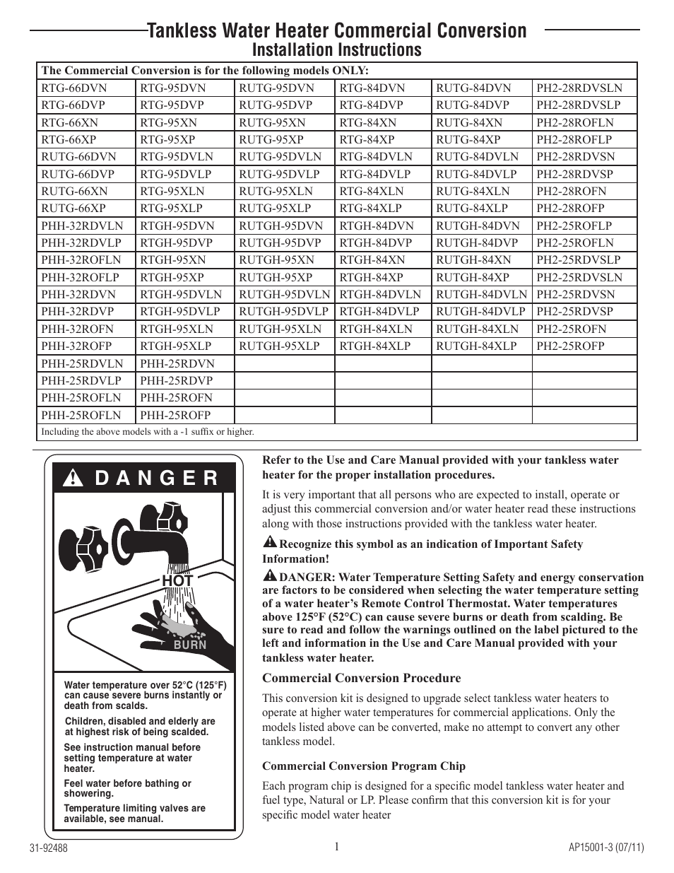 Paloma Commercial Conversion User Manual | 4 pages