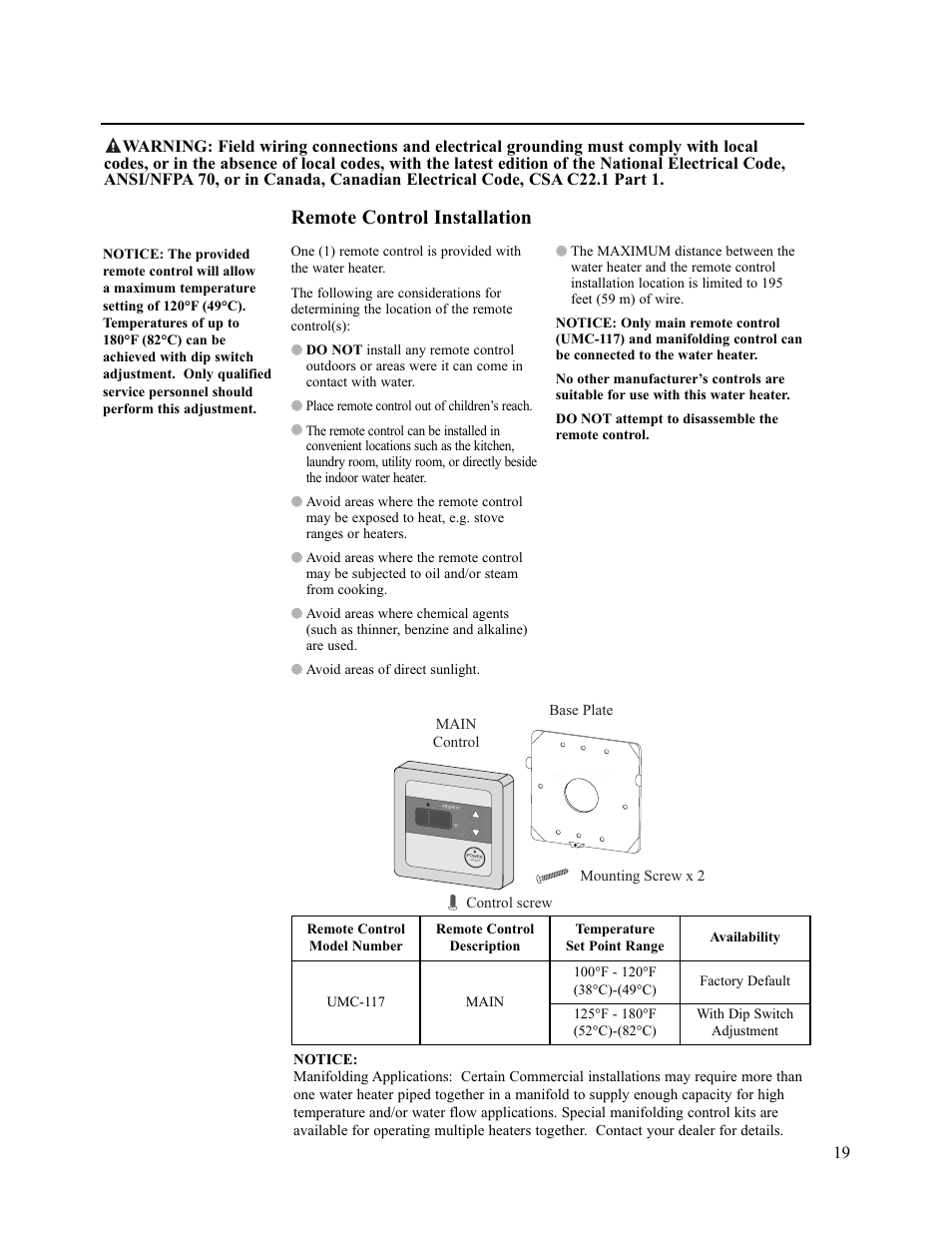 Remote control installation | Paloma PH-28c Indoor and Outdoor User Manual | Page 19 / 40