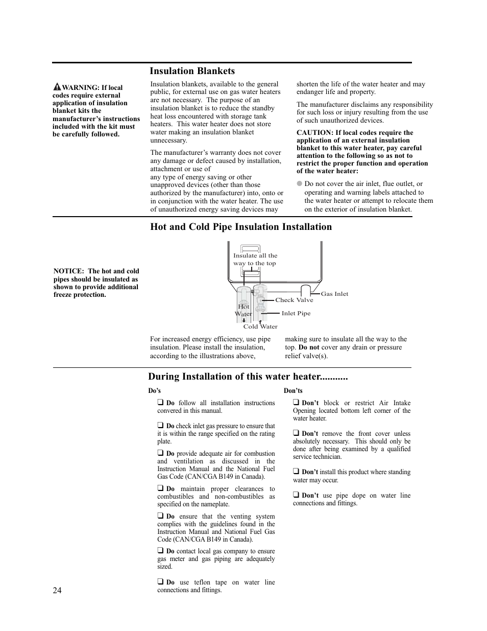 Insulation blankets | Paloma PH-28c Indoor and Outdoor User Manual | Page 24 / 40