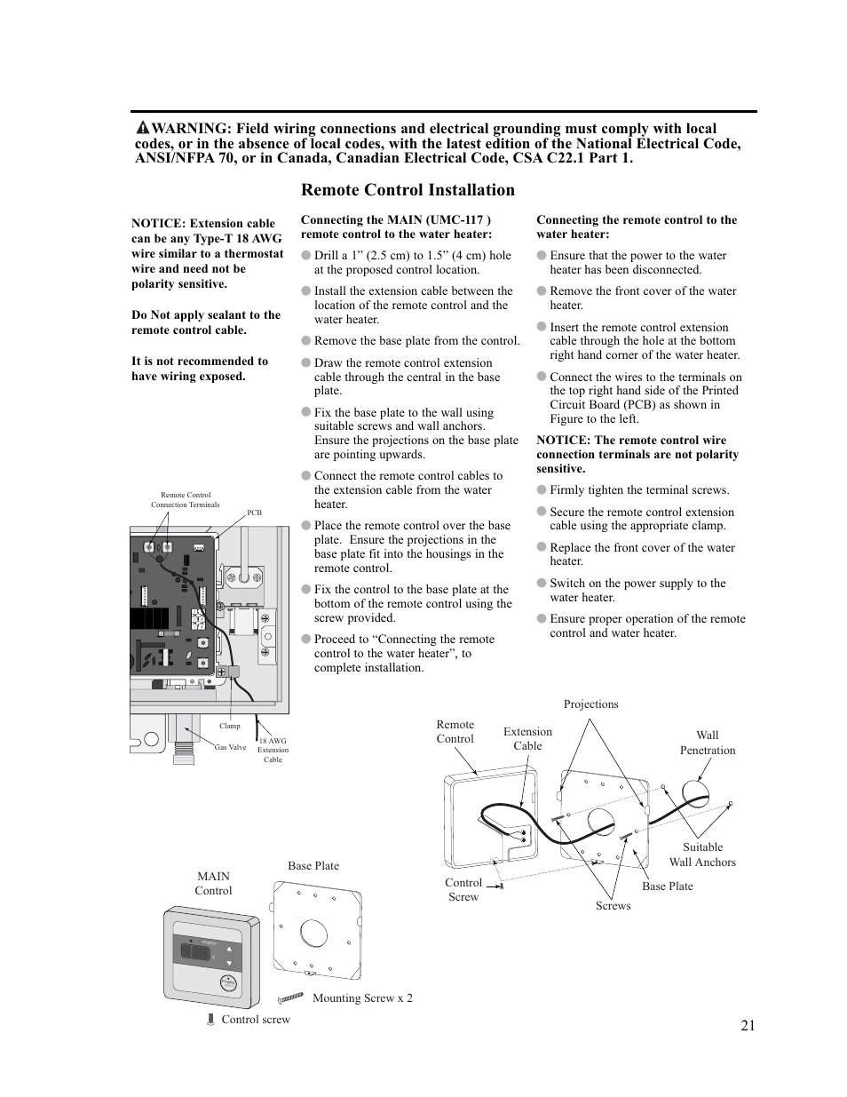 Remote control installation | Paloma PH-28c Direct Vent User Manual | Page 21 / 40