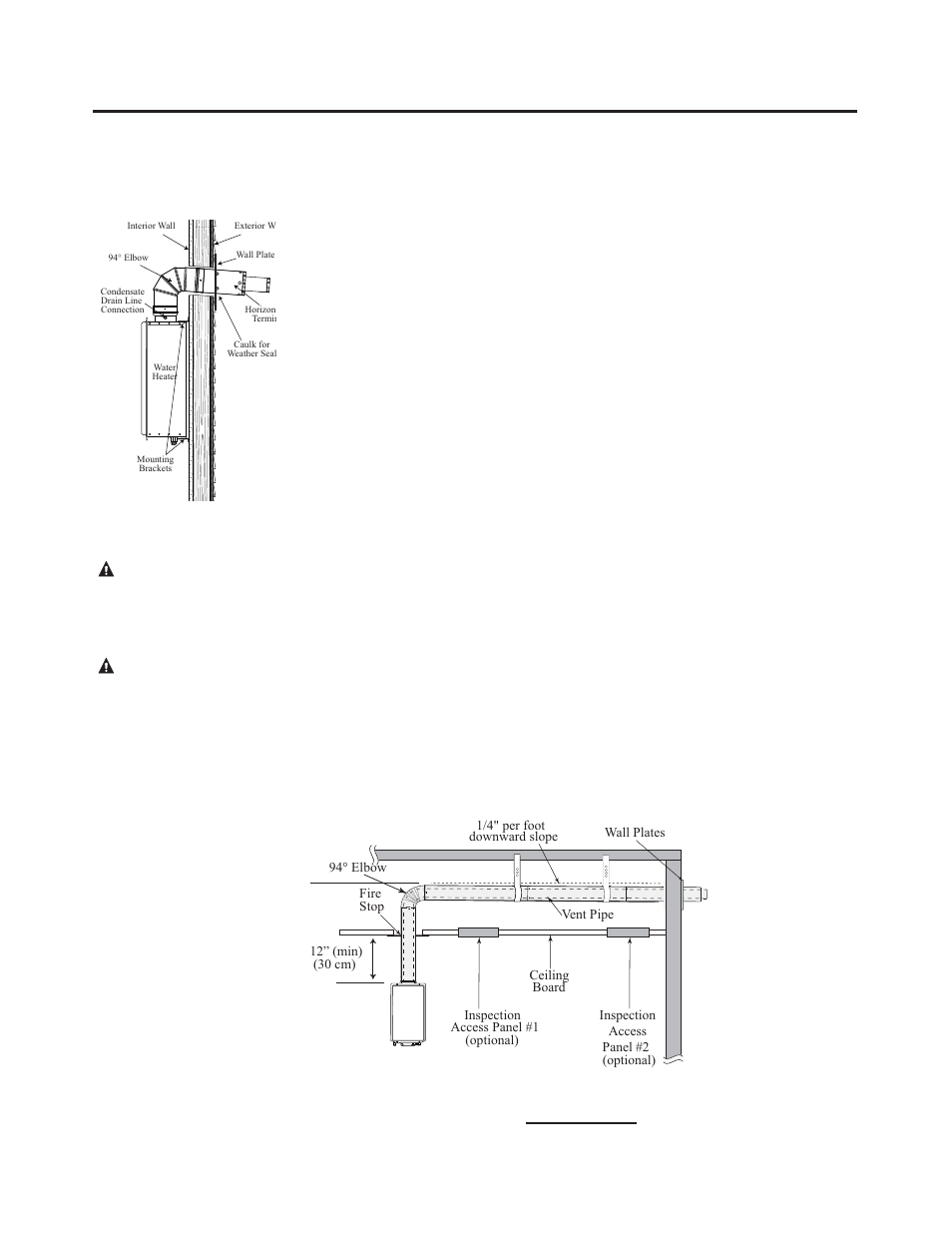 Installing the water heater, Horizontal vent installation continued | Paloma PH2-20 Direct Vent User Manual | Page 13 / 40