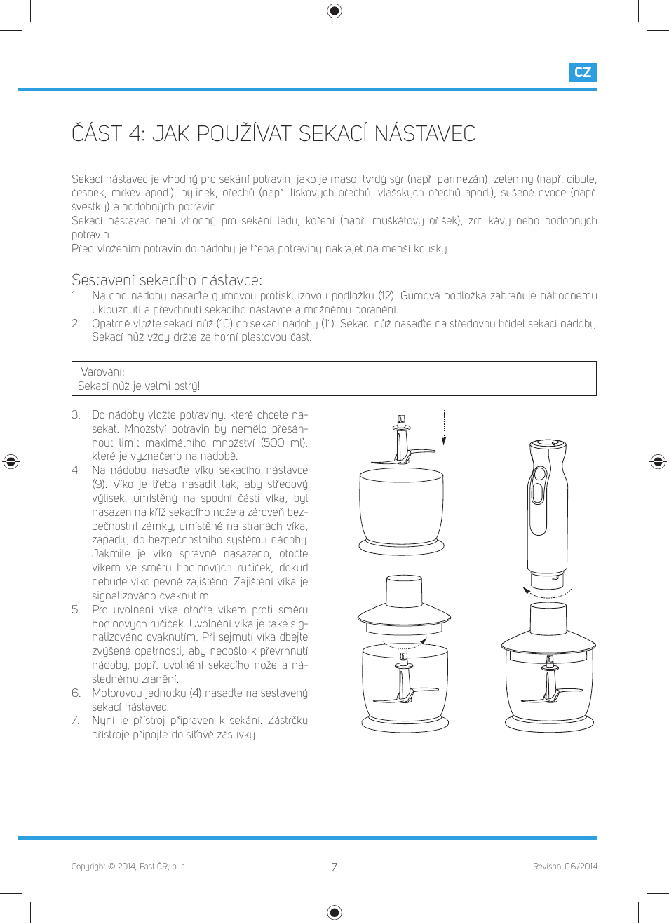 Část 4: jak používat sekací nástavec, Sestavení sekacího nástavce | Philco PHHB 6603 User Manual | Page 21 / 62