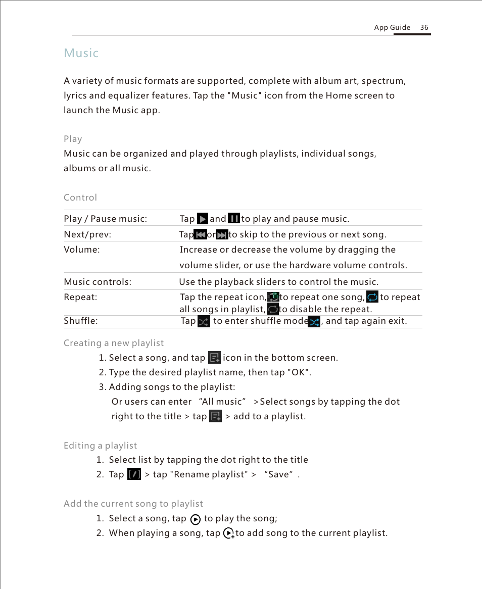 Music 1, Music | Meizu M351 User Manual | Page 36 / 61