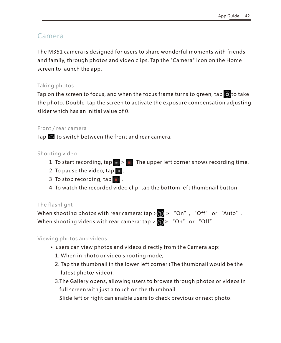 Camera 1, Camera | Meizu M351 User Manual | Page 42 / 61