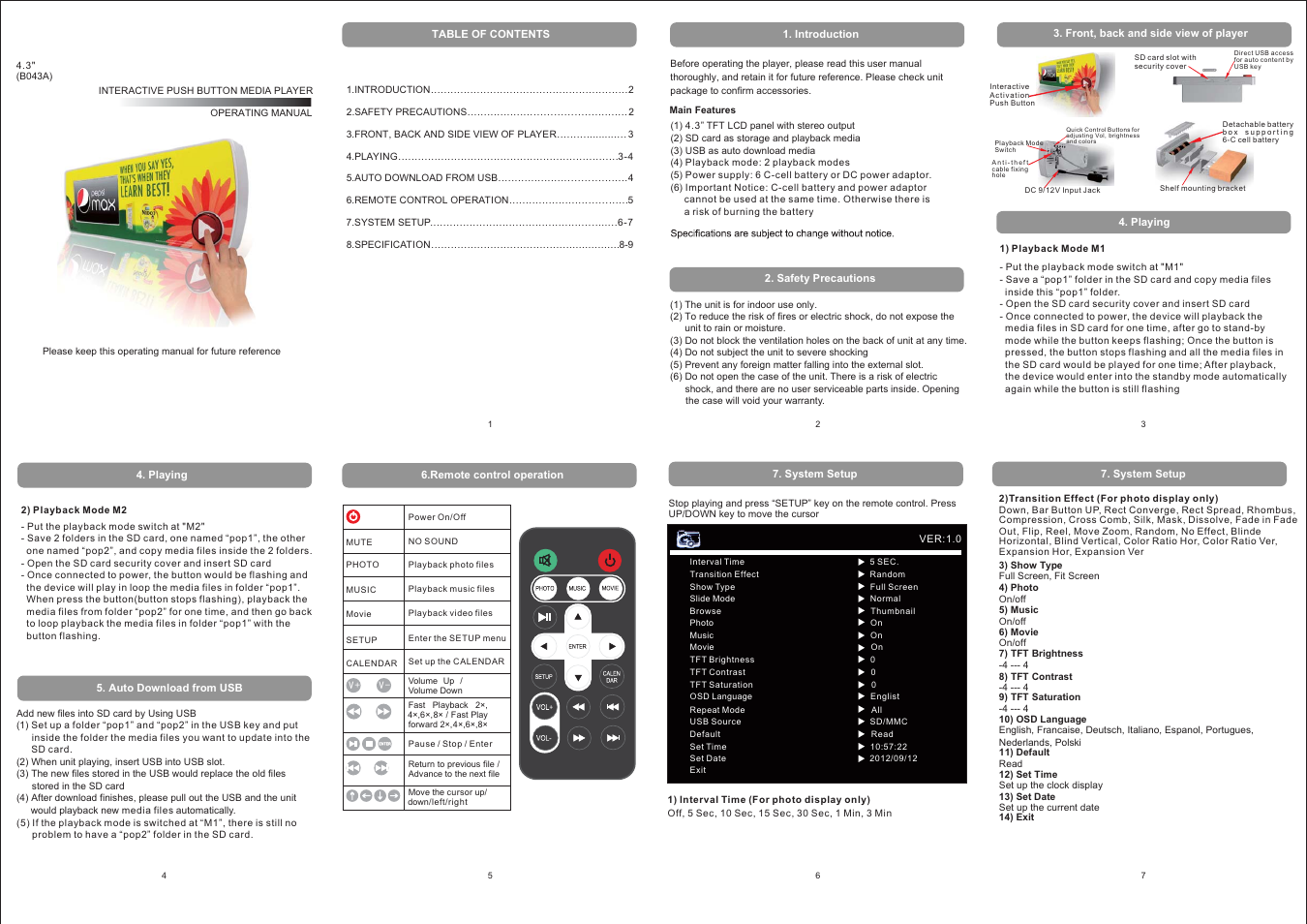 POPScreens B043A User Manual | 2 pages