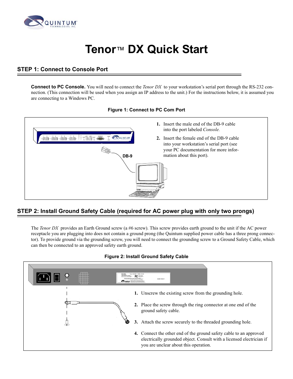 Quintum Technologies Tenor DX Quick Start User Manual | 4 pages