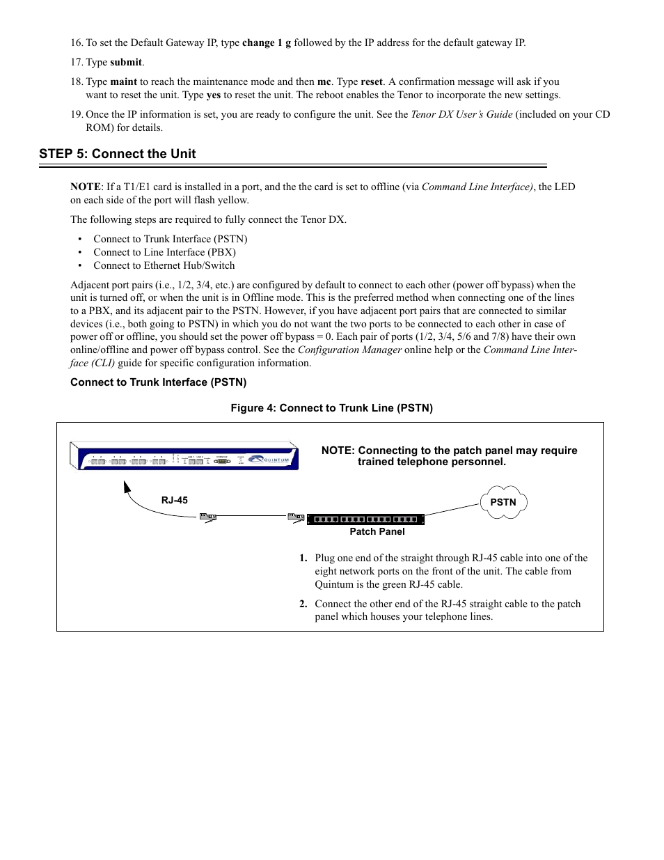 Step 5: connect the unit | Quintum Technologies Tenor DX Quick Start User Manual | Page 3 / 4