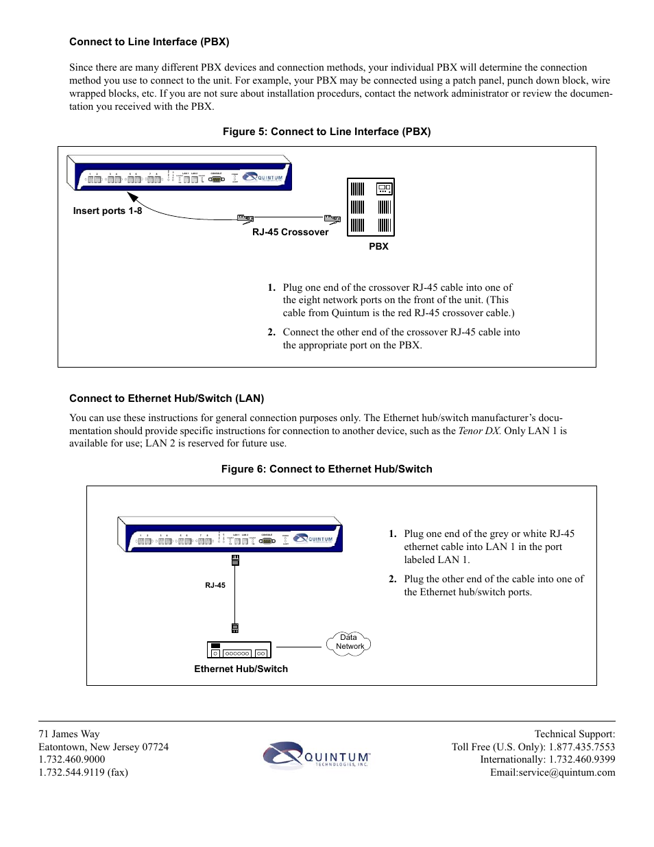Rj-45 crossover insert ports 1-8, Ethernet hub/switch, Data network | Quintum Technologies Tenor DX Quick Start User Manual | Page 4 / 4