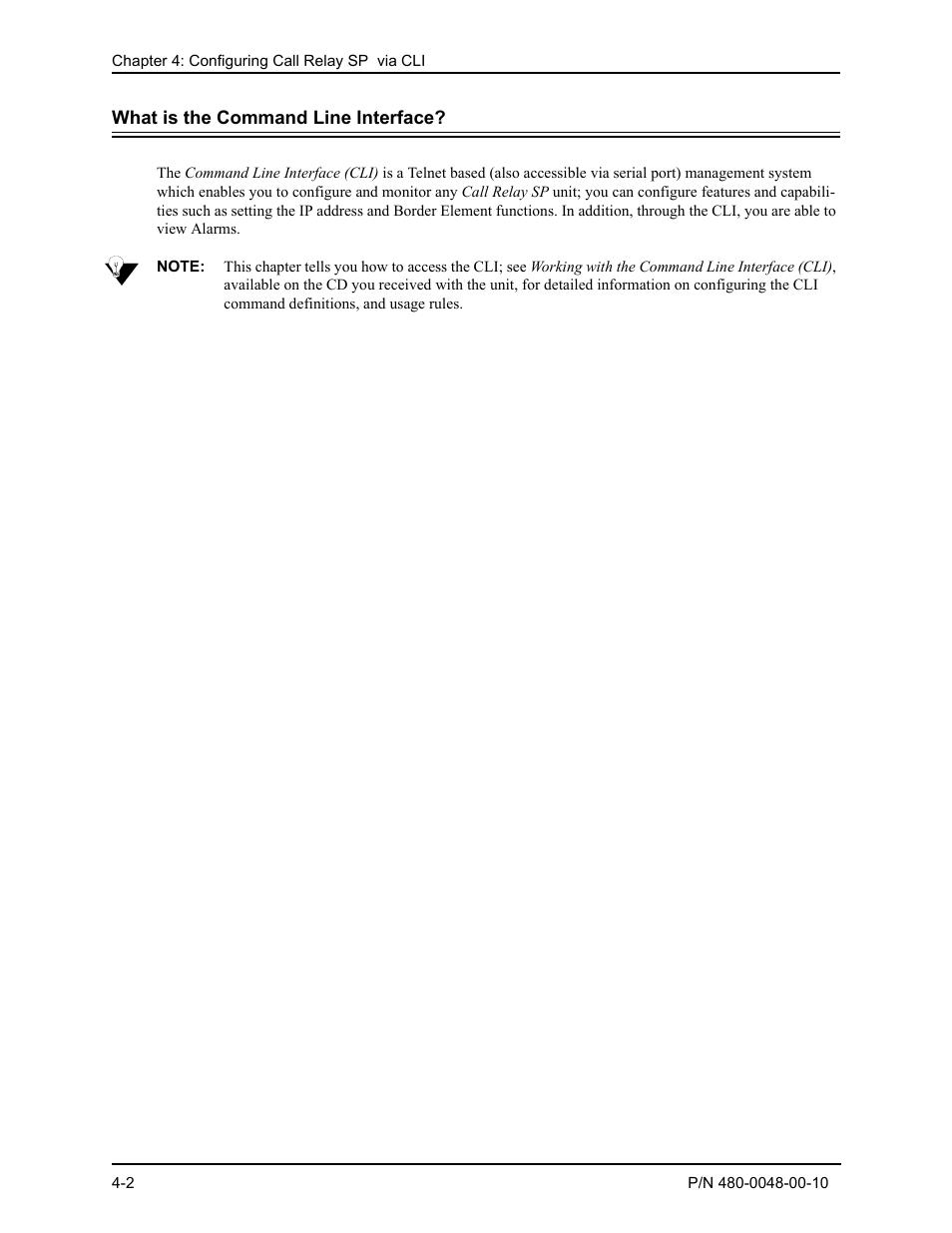 What is the command line interface, What is the command line interface? -2 | Quintum Technologies Tenor Call Relay SP User Manual | Page 48 / 98