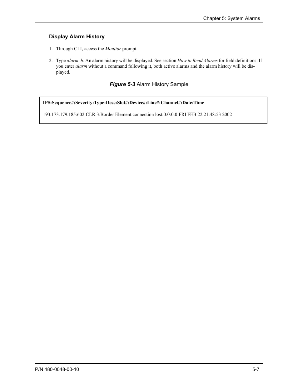 Display alarm history, Display alarm history -8 | Quintum Technologies Tenor Call Relay SP User Manual | Page 57 / 98